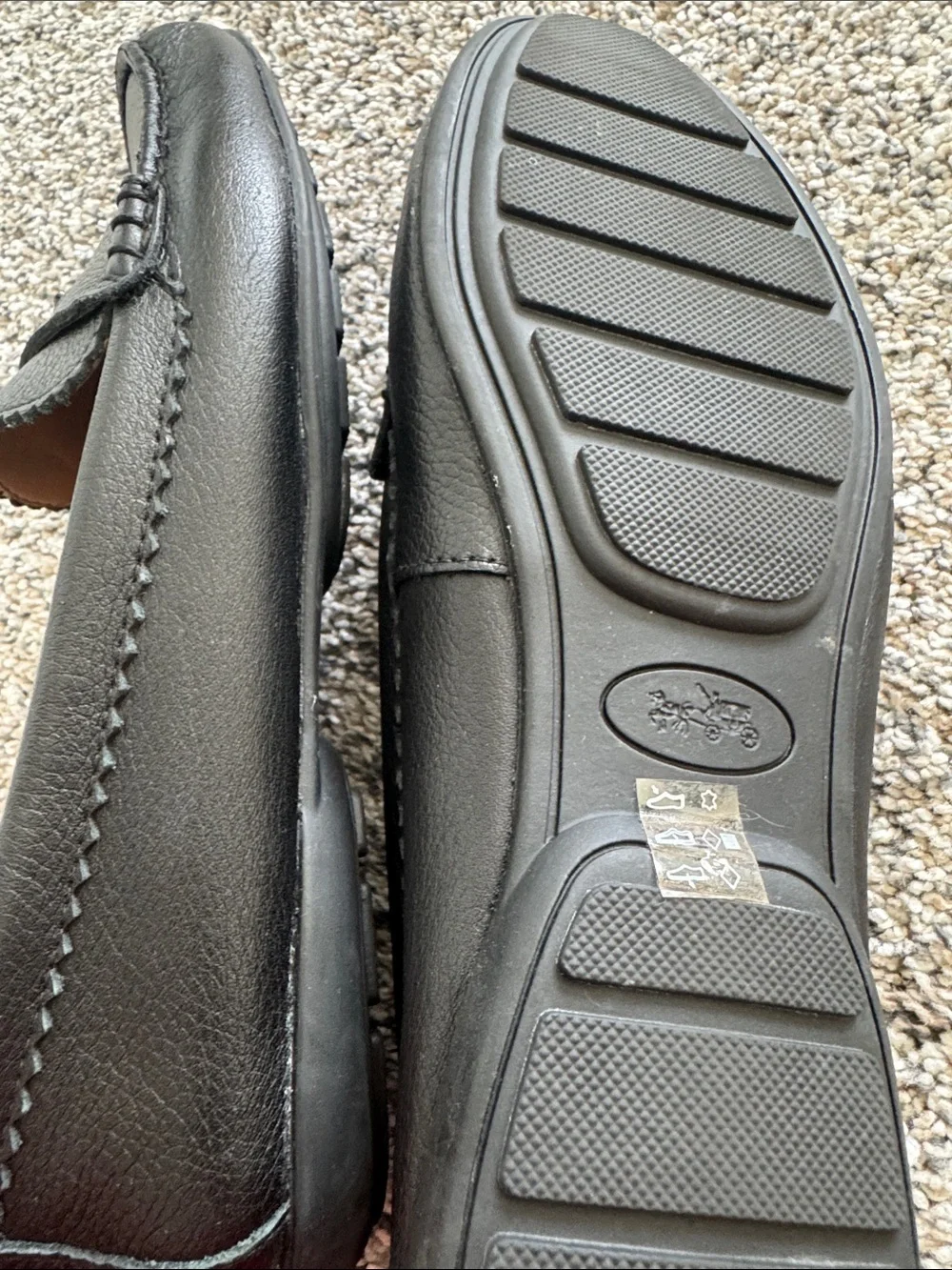 Coach Odette Black Pebbled Scalloped Penny Loafers Size 8.5 - Picture 10 of 10